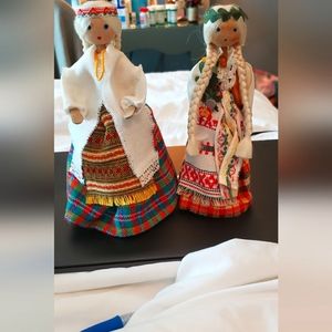 2 Wooden Handmade Dolls from Lithuania